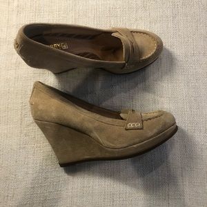 Sperry topsider wedges tan beige color
